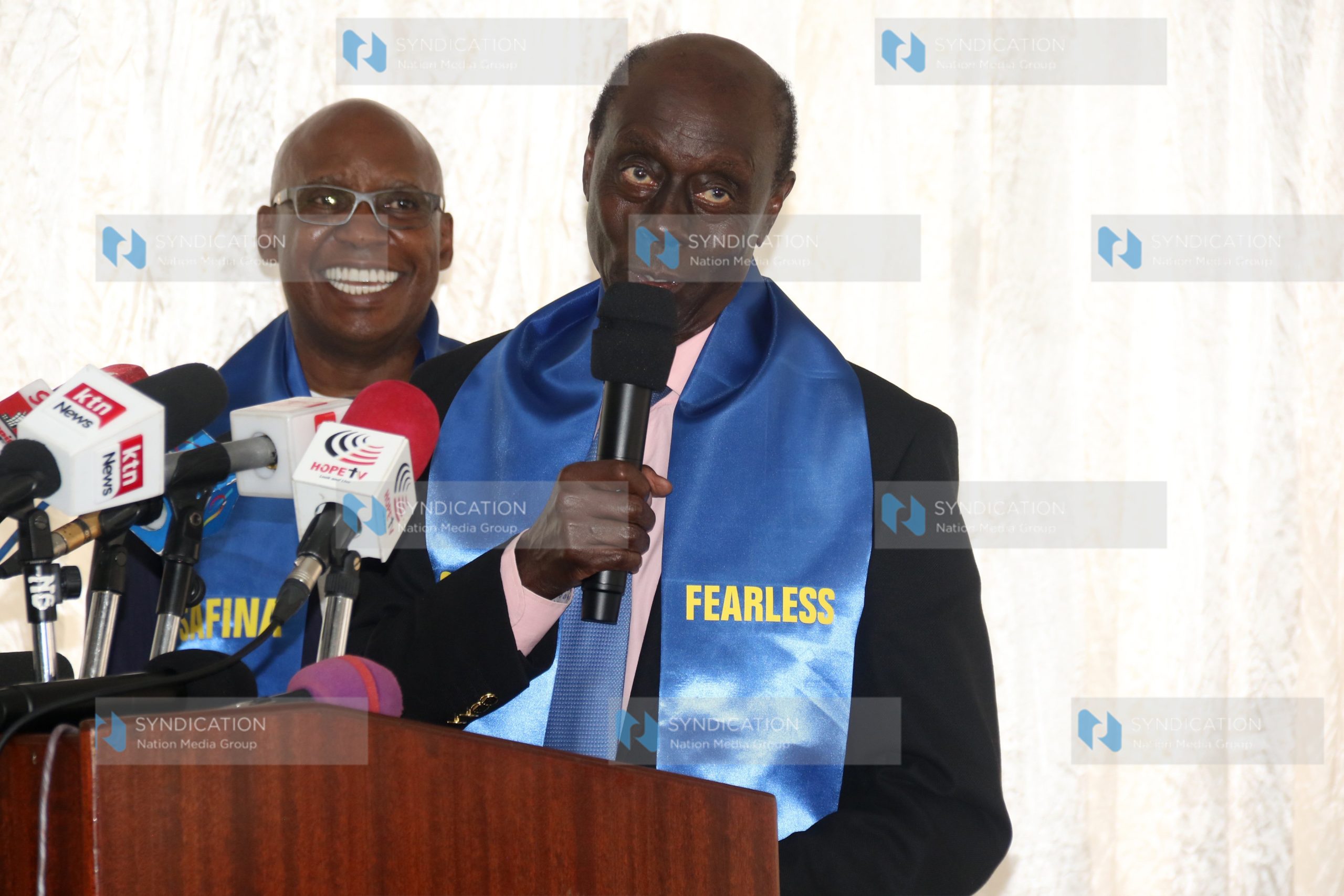 Businessman and Sifuna presidential aspirant Jimi Wanjigi, alongside Sifuna Party leader Paul Mwite