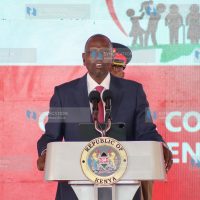 President William Ruto speaks during the official opening of the 2023 Social Protection conference at Kenya School of Government (KSG)
