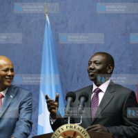 Kenya's Deputy President William Ruto with Somalia Prime Minister Abdi Wali Sheikh Muhamed