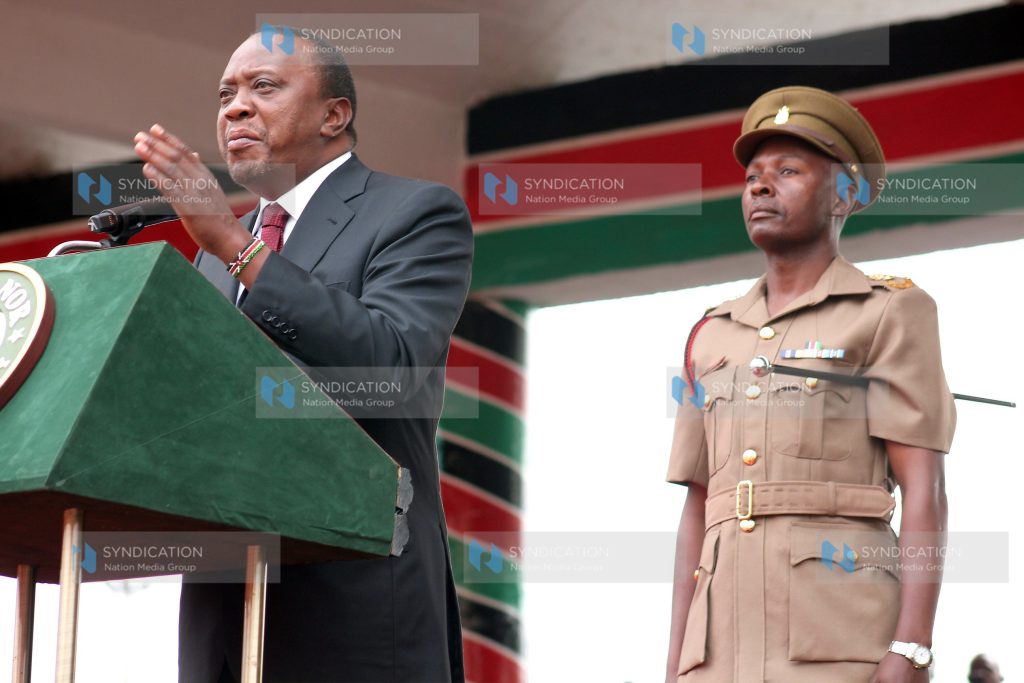 President Uhuru Kenyatta with his new Aide-de-Camp (ADC) Lt Col Victor Mburu