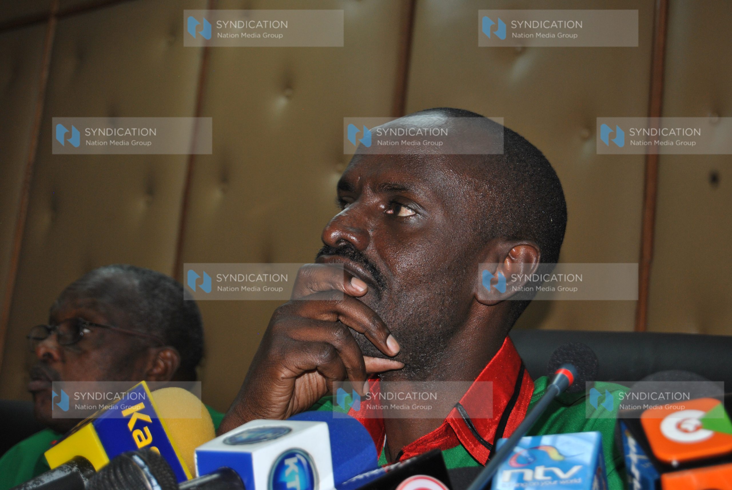 KNUT chairman Wilson Sossion with treasurer Albunus Mutisya