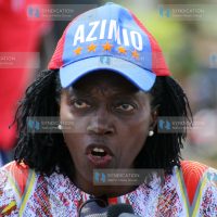 Martha Karua addresses wananchi during a campaign rally for Azimio
