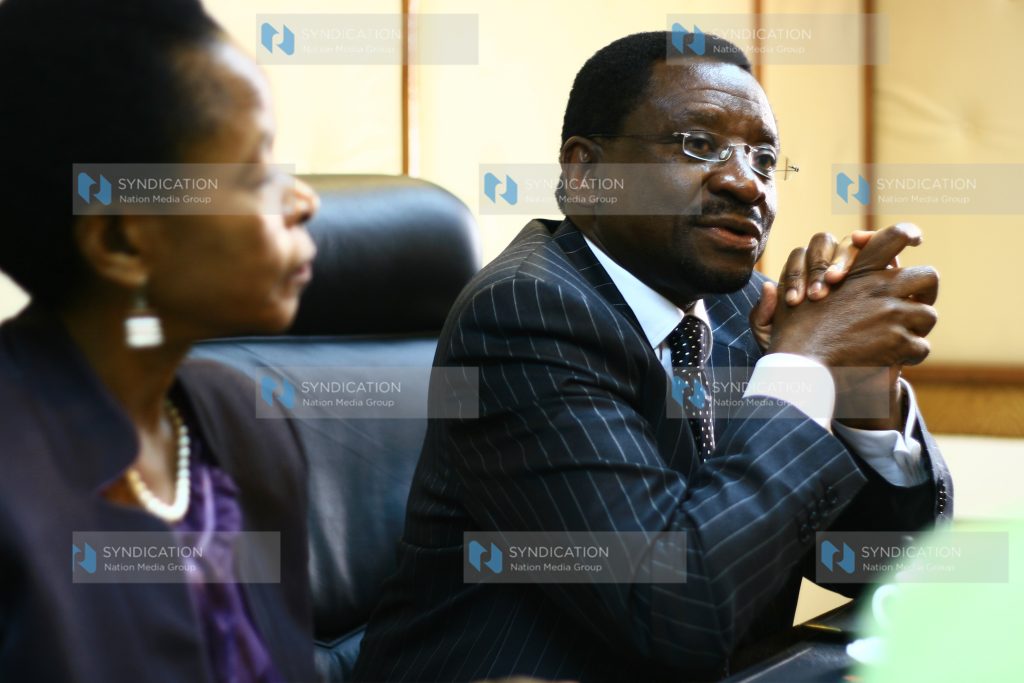 Minister of Lands Kenya, James Orengo, speaks at the Ministry of Lands offices