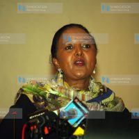 Foreign Affairs Cabinet Secretary, Amb Amina Mohamed addressing journalists