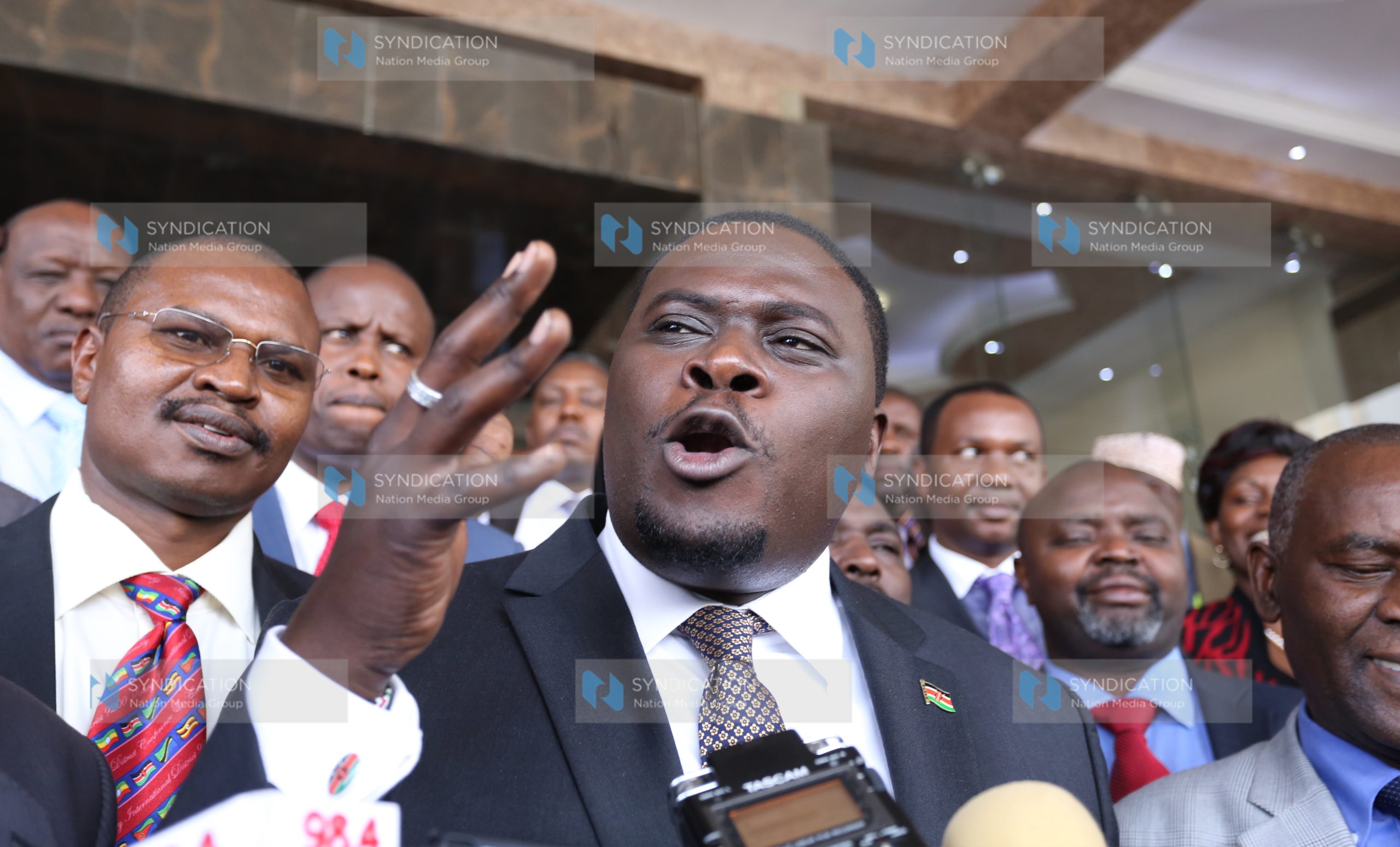 TNA chairman Johnson Sakaja speaking to the press