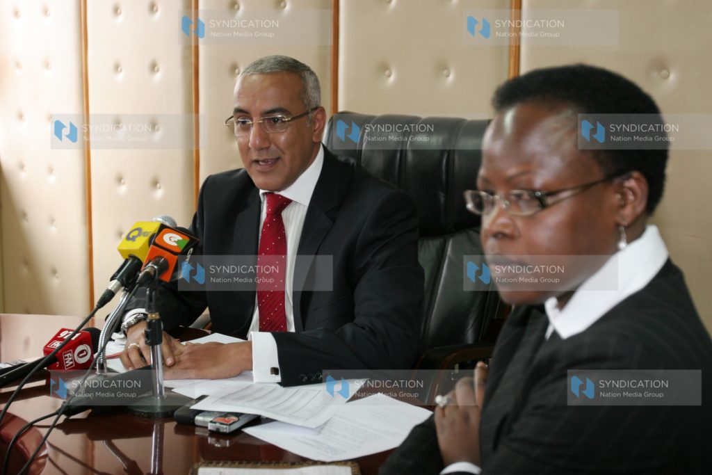Minister for Tourism Najib Balala with Jennifer Opondo