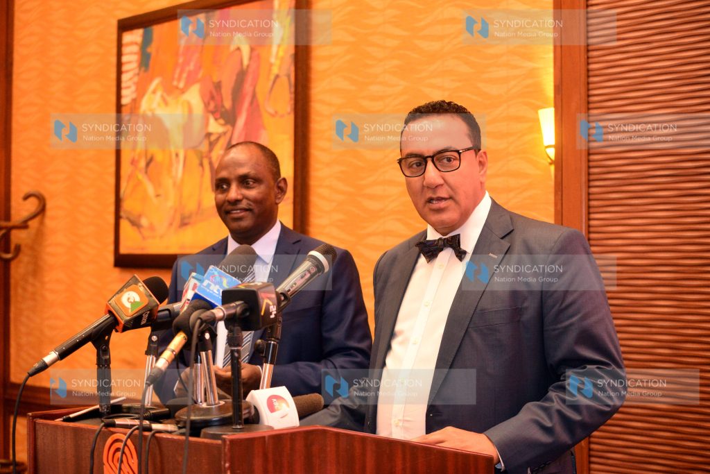 National Treasury Cabinet Secretary Ukur Yattani and his Tourism Wildlife counterpart Najib Balala