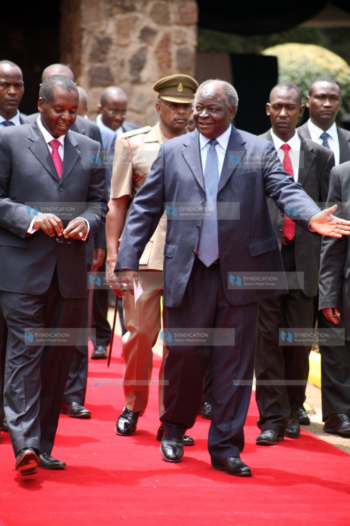 President Mwai Kibaki arrives for the road safety stakeholders conference