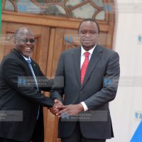President Uhuru Kenyatta and his counterpart from Tanzania, President John Pombe Magufuli