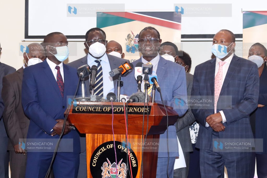 Meru governor Kiraitu Murungi addressing the media on the tea regulations 2020