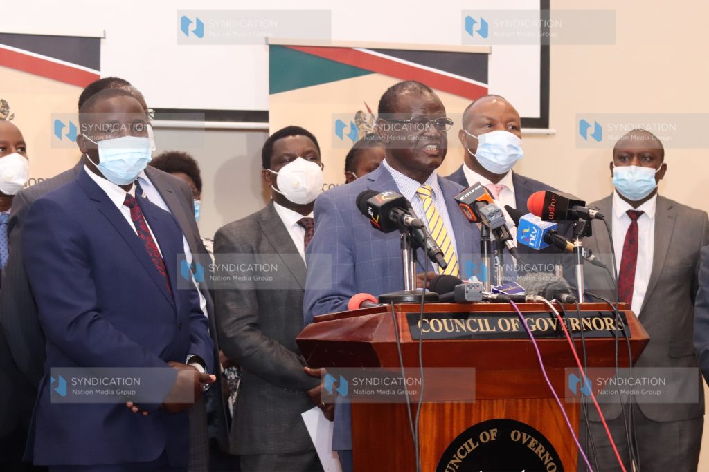 Meru governor Kiraitu Murungi addressing the media on the tea regulations 2020