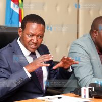 Tourism and Wildlife Cabinet Secretary Dr. Alfred Mutua addressing journalists