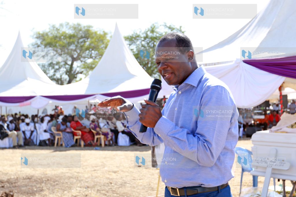 Cabinet Secretary nominee Raphael Tuju addresses mourners