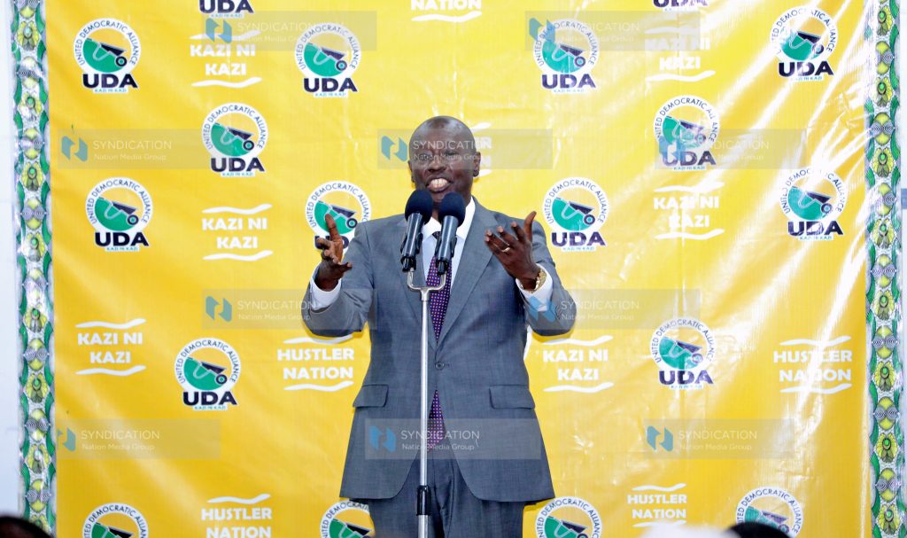 Deputy president Rigathi Gachagua make his address during the UDA Coordinators meeting