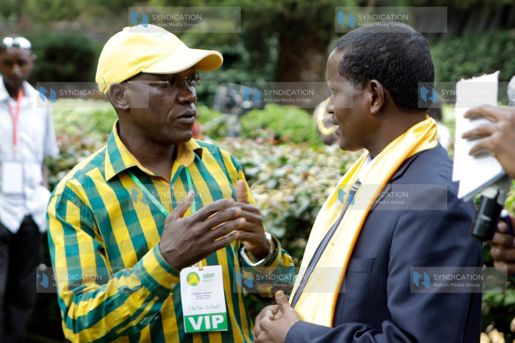 Boni Khalwale with UDF chairman Hassan Osman during the UDF Delegates conference