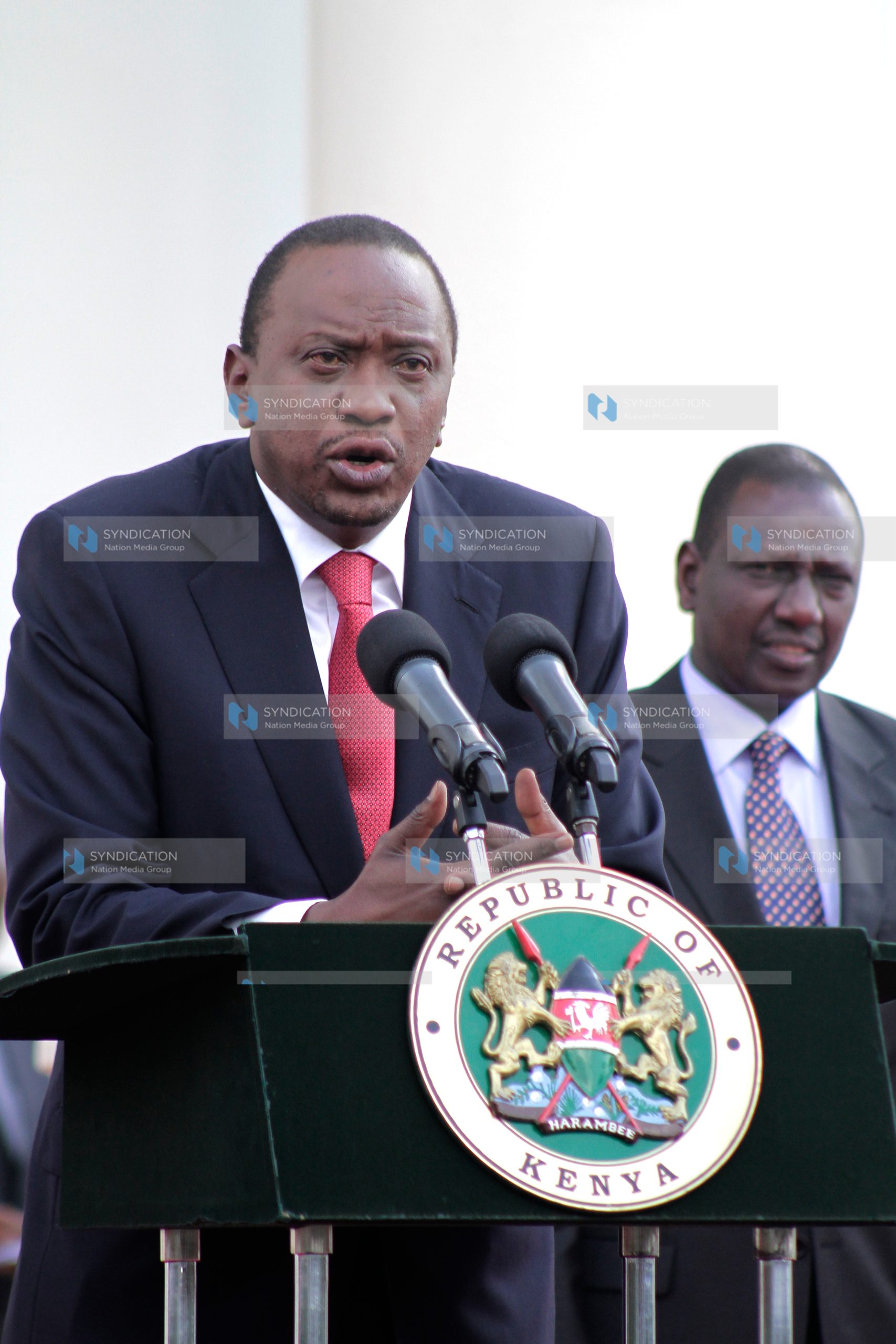 President Uhuru Kenyatta addresses a press briefing at State House