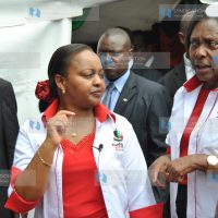 Cabinet Secretary for Devolution and Planning Anne Waiguru with Lands Cabinet Secretary Charity Ngilu