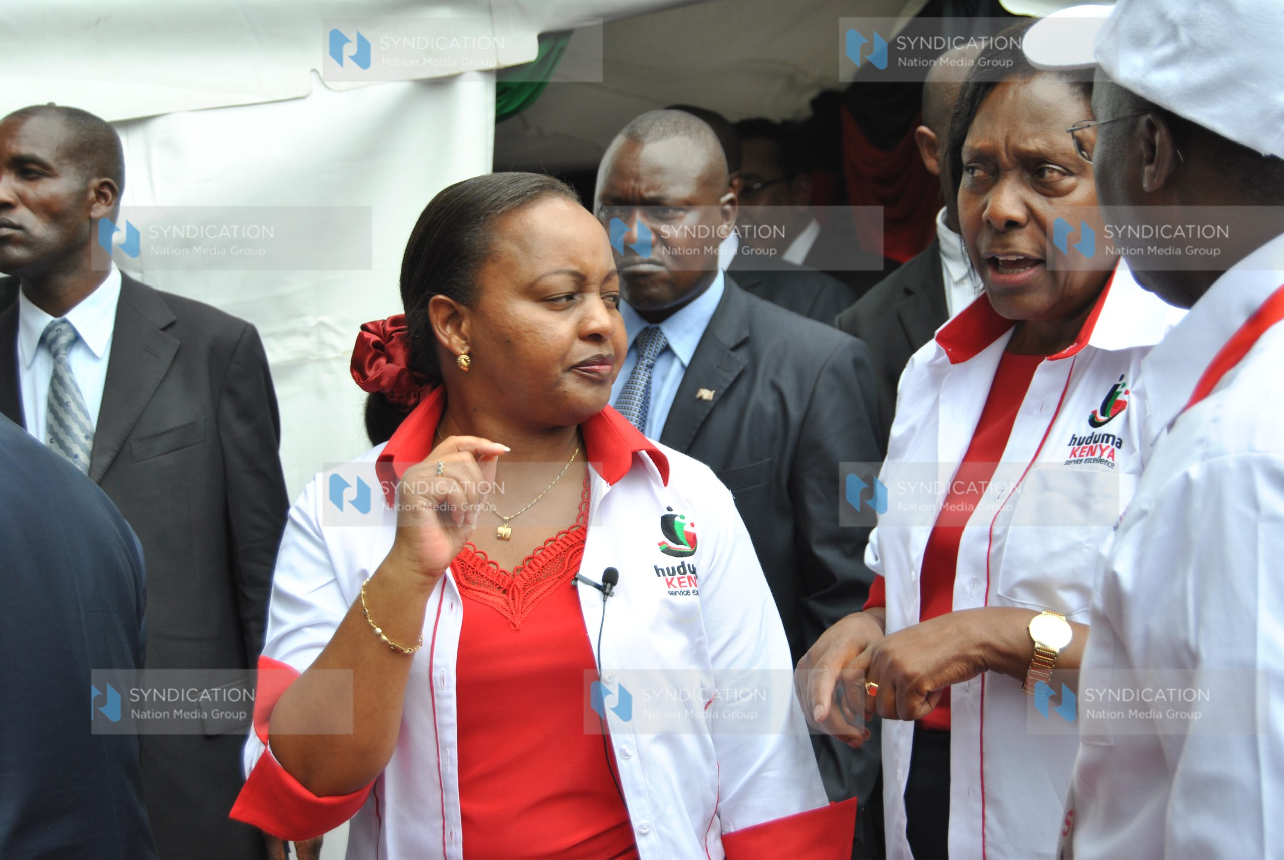Cabinet Secretary for Devolution and Planning Anne Waiguru with Lands Cabinet Secretary Charity Ngilu