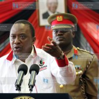 President Uhuru Kenyatta during the launch of the Huduma Service project