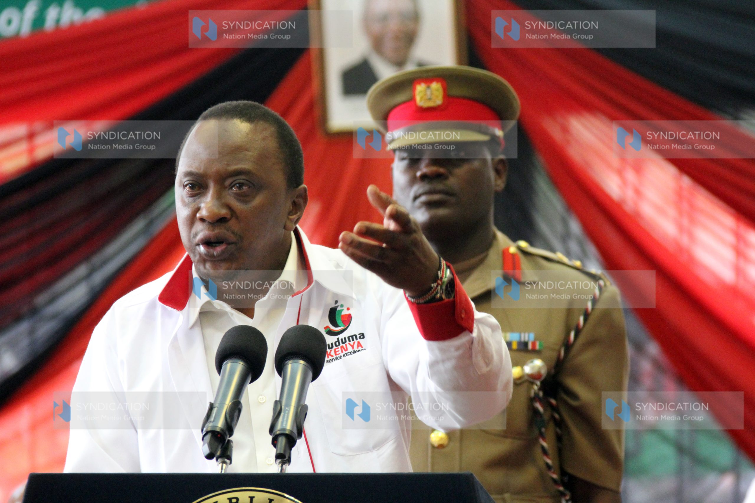 President Uhuru Kenyatta during the launch of the Huduma Service project