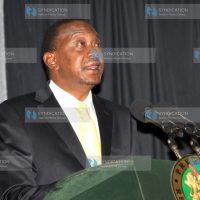 President Uhuru Kenyatta speaks during the opening of the 20th session of the ordinary AU conference of African Ministers for industry (CAMI-20)