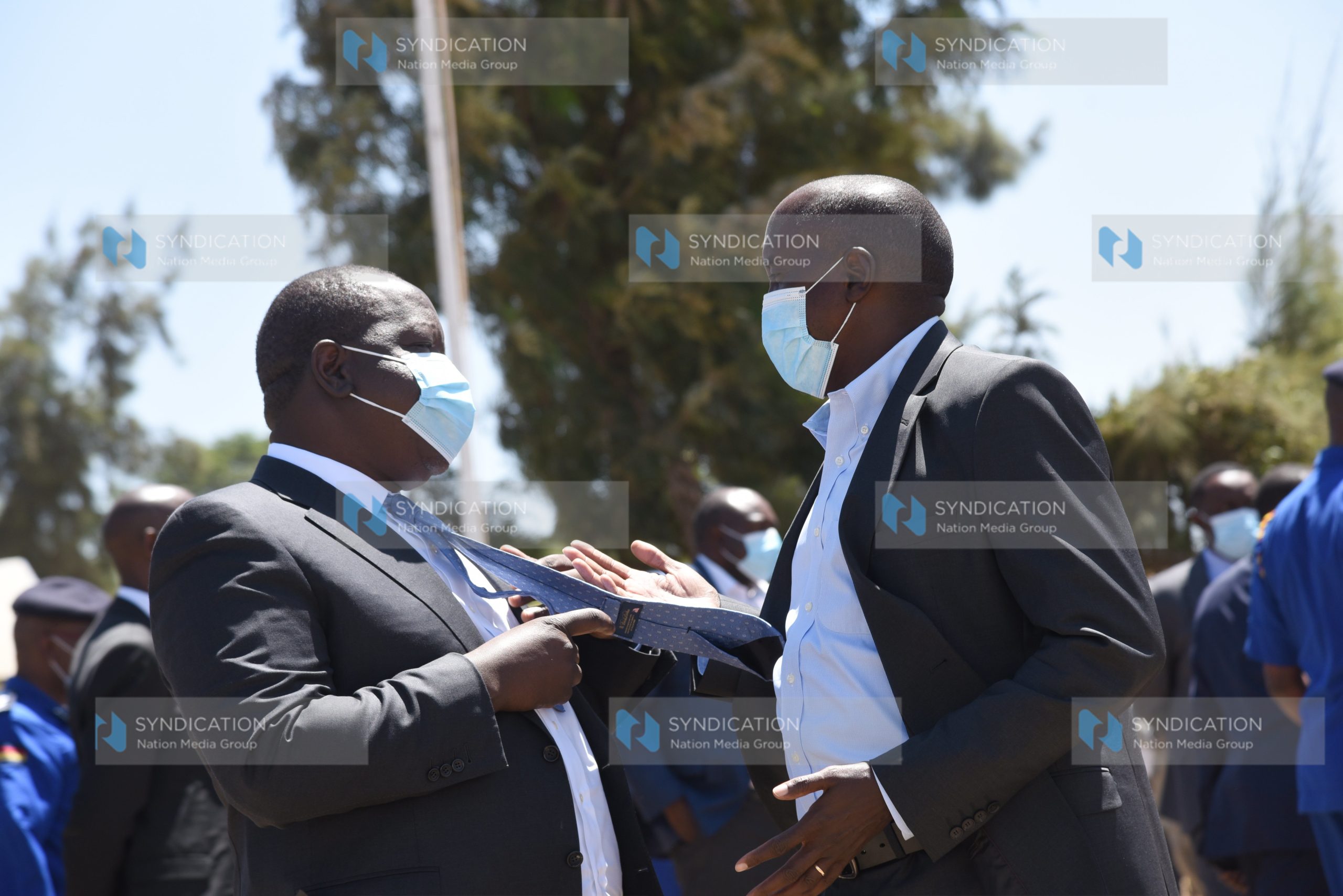 Interior Cabinet Secretary Fred Matiang’i and Kajiado Governor Joseph Lenku