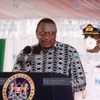 President Uhuru Kenyatta during the official opening of the UN-TNH Covid-19 treatment facility