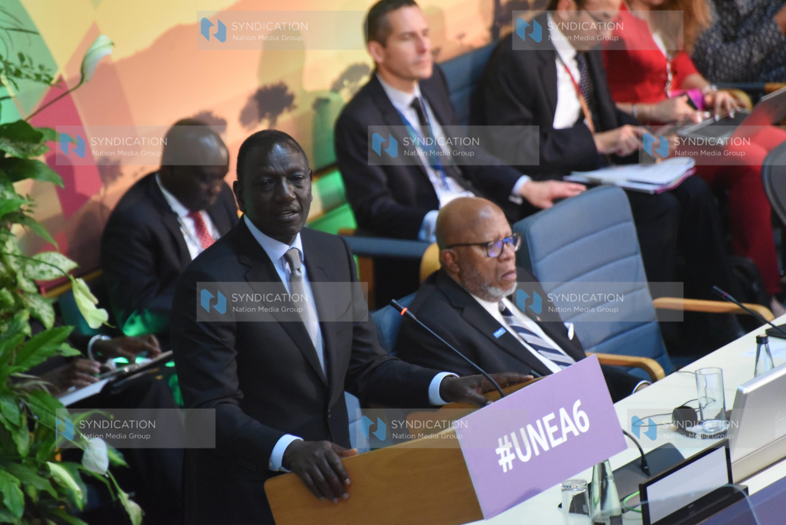 President William Ruto delivering his speech at UNEP headquarters