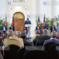 President William Ruto addressing journalists at State House