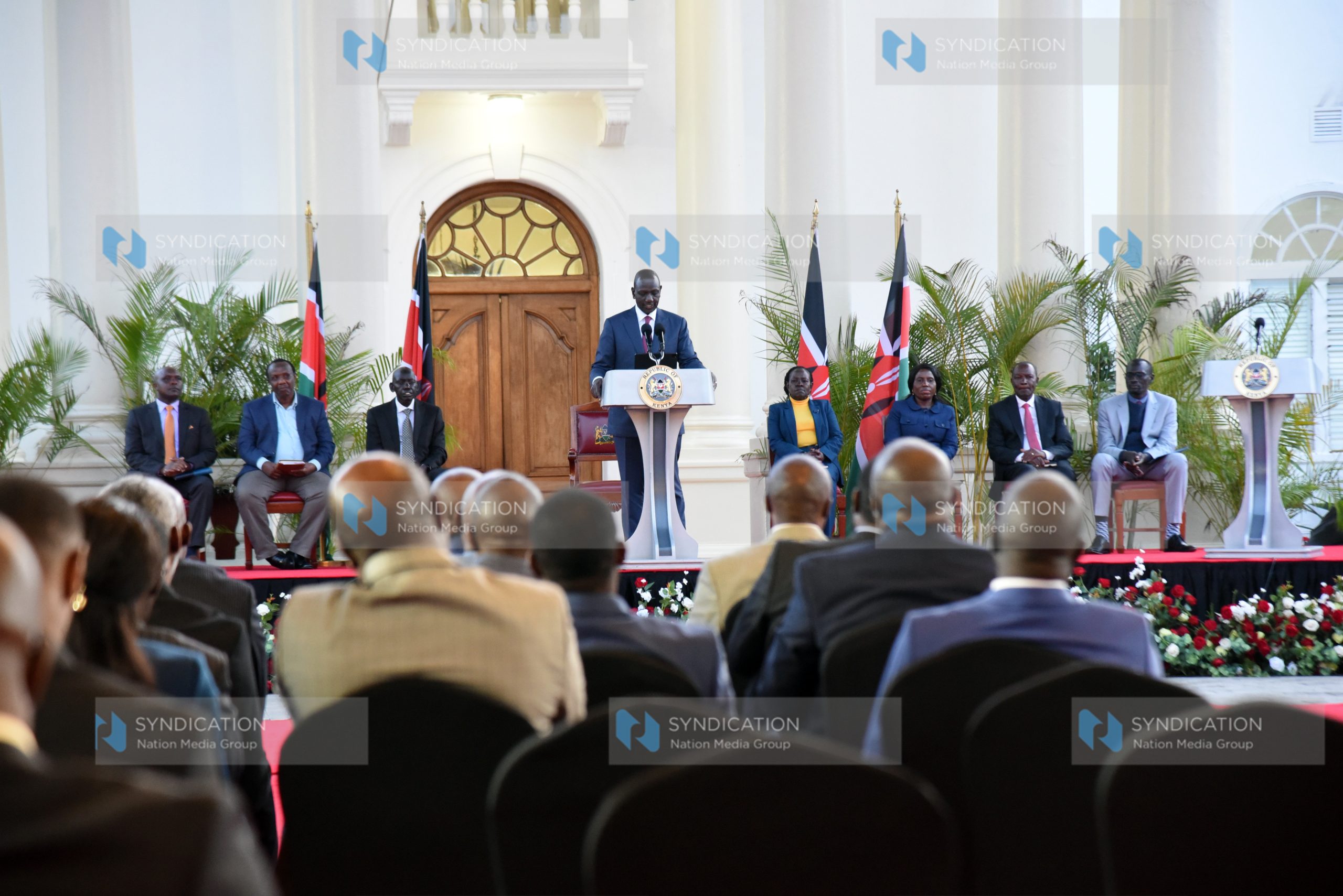 President William Ruto addressing journalists at State House