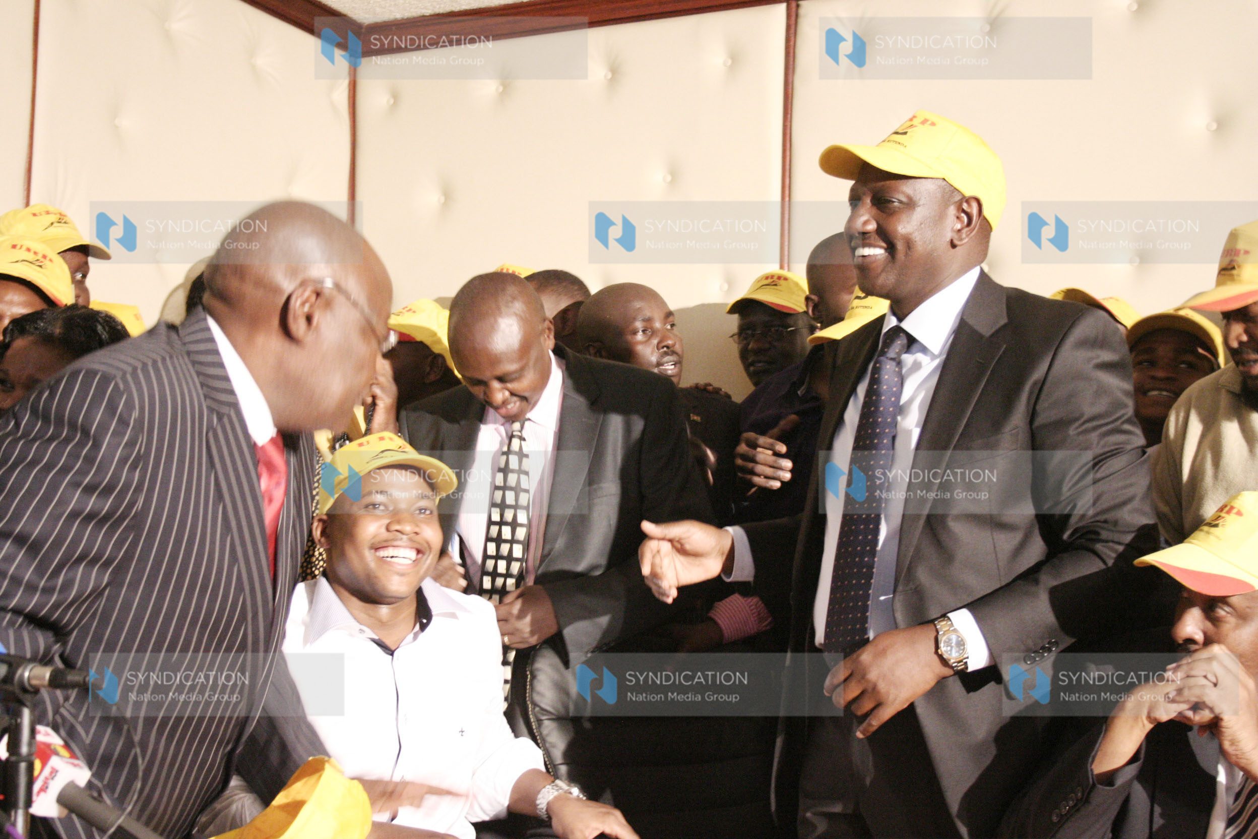 Eldoret North MP William Ruto, URP interim chairman Nickson Korir and current chairman Francis ole Kaparo