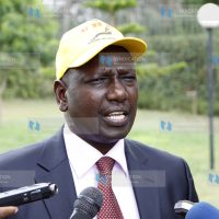 William Ruto speaks to journalists when he met URP delegates