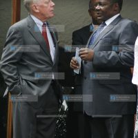 U.S. Ambassador Michael Ranneberger converses with National Assembly Speaker Kenneth Marende