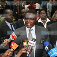 Speaker of the National Assembly Kenneth Marende addresses journalists