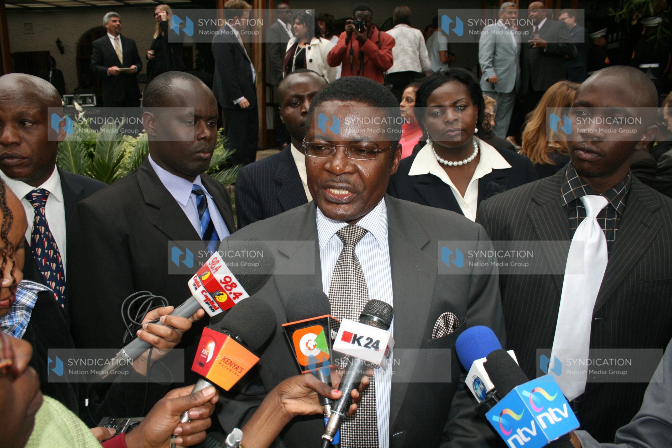 Speaker of the National Assembly Kenneth Marende addresses journalists