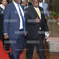 Opposition leader Raila Odinga and Ugandan Minister for Justice (Rtd) Maj Gen Kahinda Otafiire