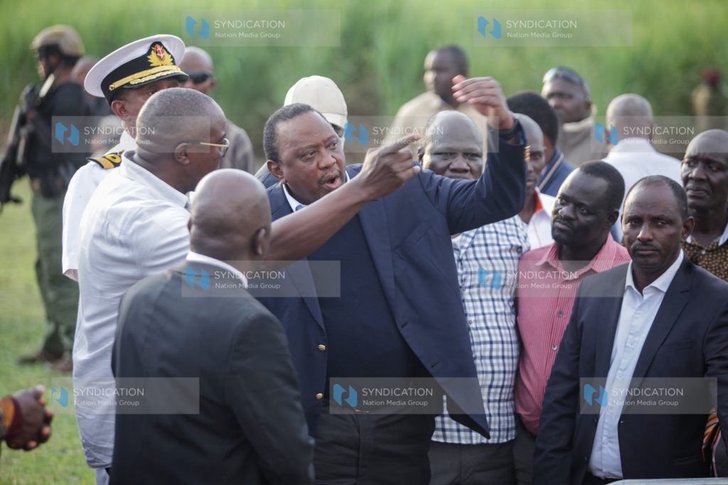 President Uhuru Kenyatta at Muhoroni where he went to commission Oroba bridge
