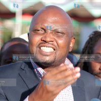 Gatundu South MP Moses Kuria addressing the media