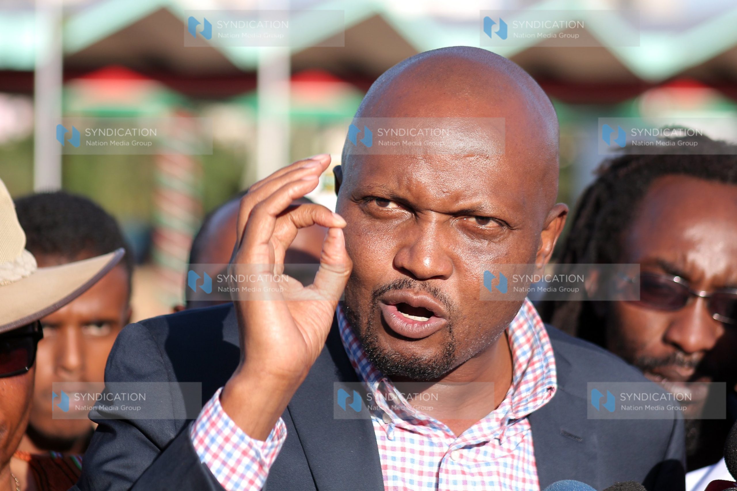 Gatundu South MP Moses Kuria addressing the media