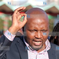 Gatundu South MP Moses Kuria addressing the media