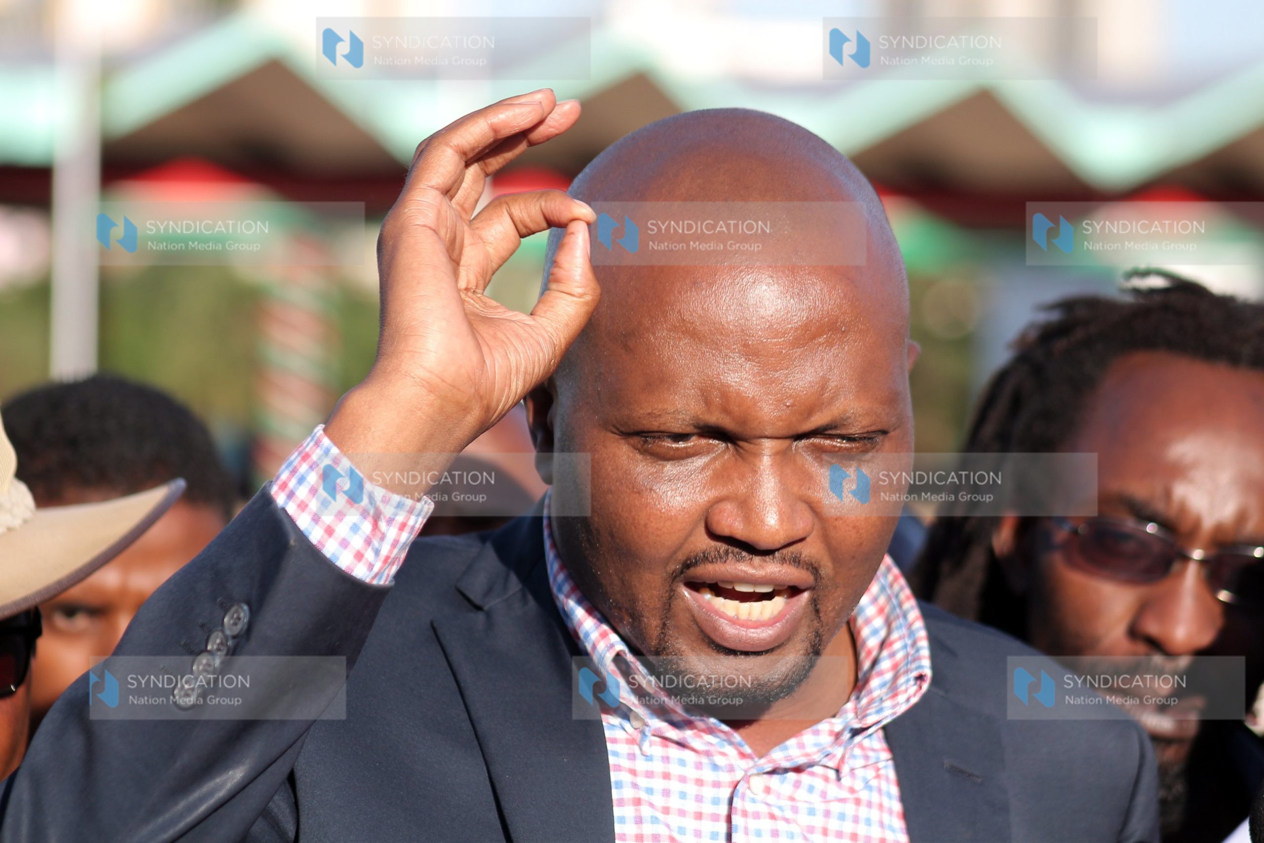 Gatundu South MP Moses Kuria addressing the media