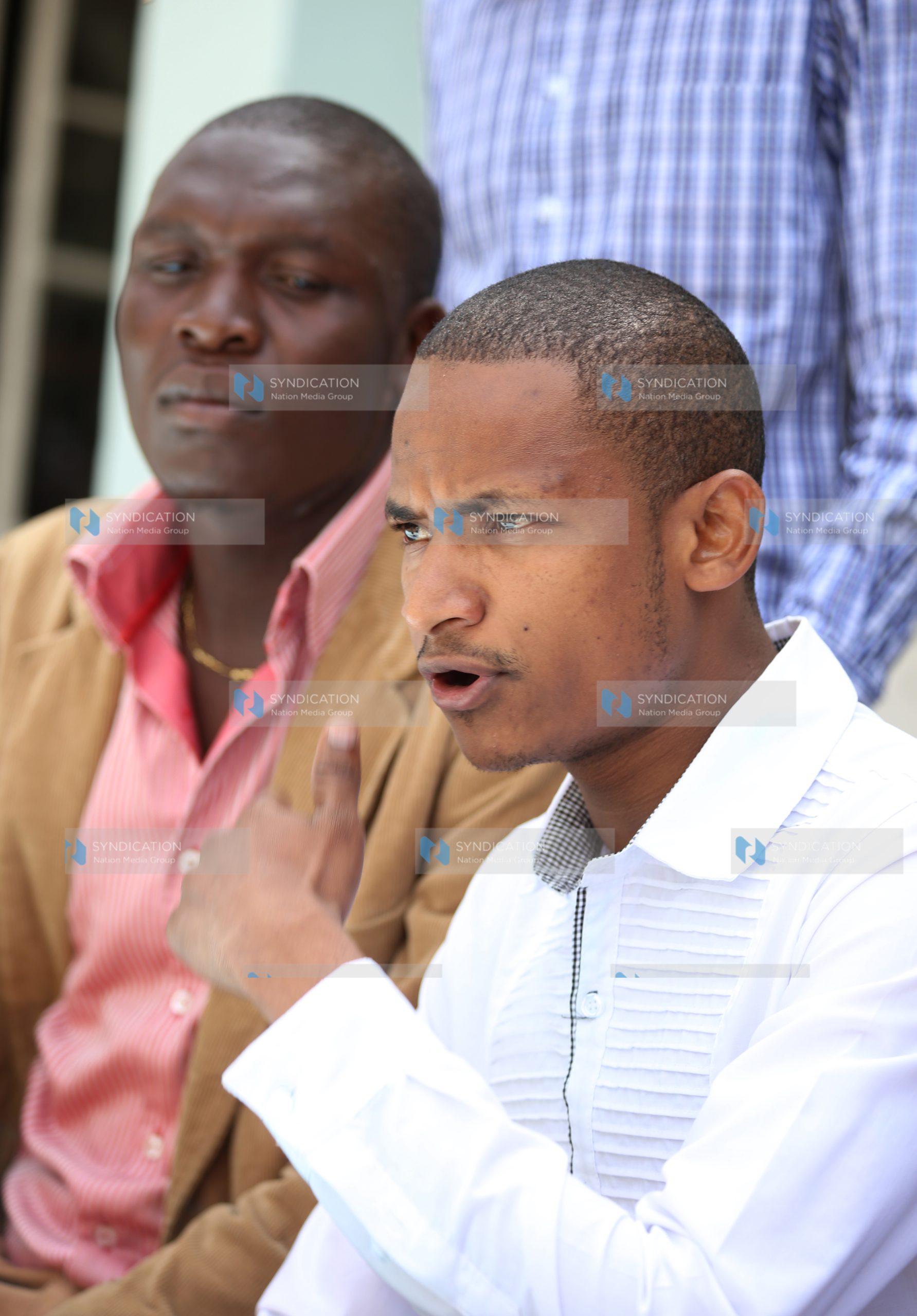 University of Nairobi student’s leader Babu Owino flanked by Maseno University counterpart Charles Juma