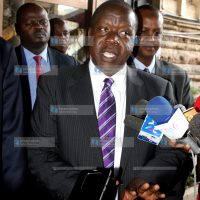 Cabinet Secretary of education Dr. Fred Matiangi addresses the media at UoN