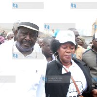 Opposition leader Raila Odinga and former Nominated senator Elizabeth Ongoro