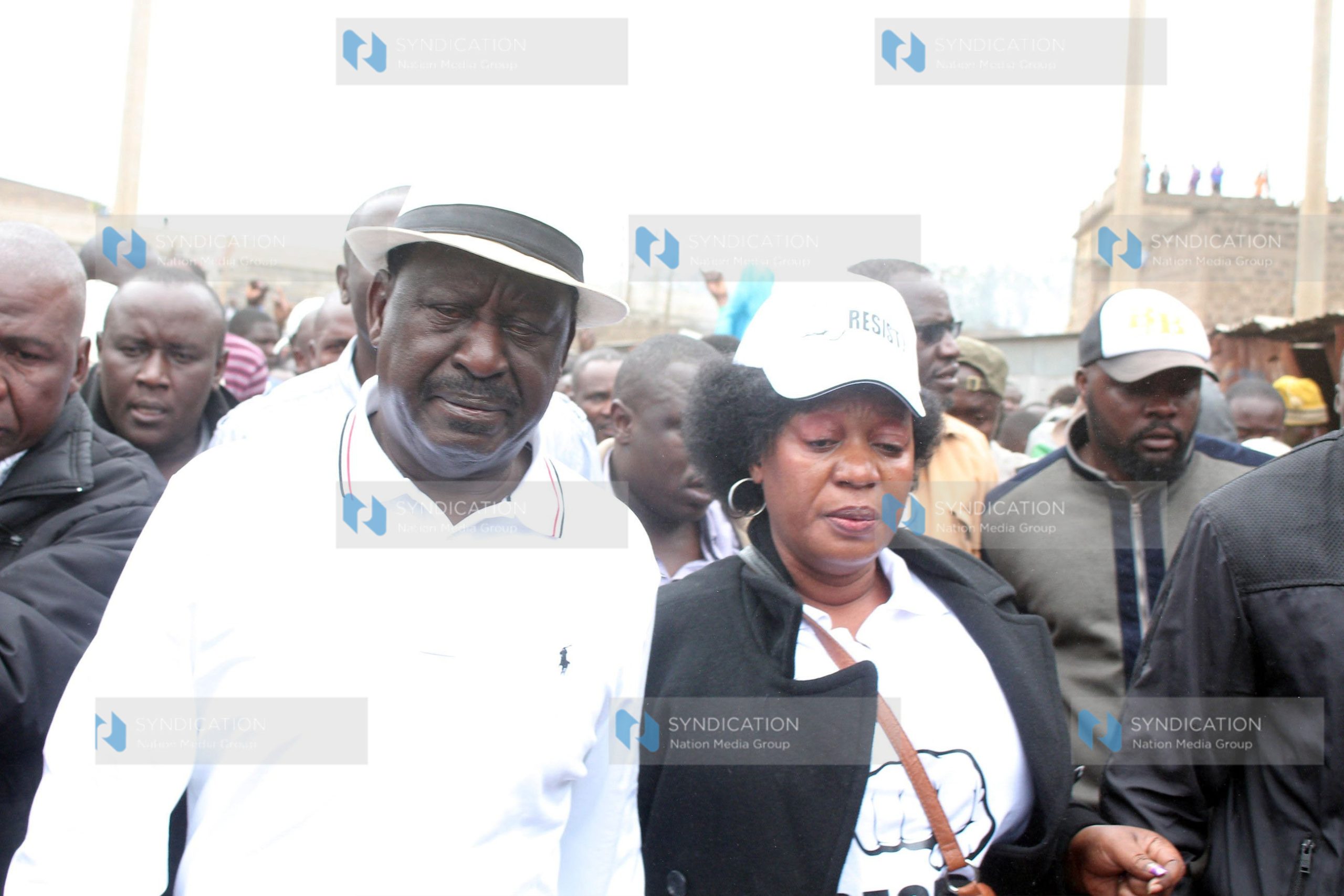 Opposition leader Raila Odinga and former Nominated senator Elizabeth Ongoro