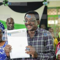 James Orengo displays the certificate he was awarded after winning the Siaya Gubernatorial seat