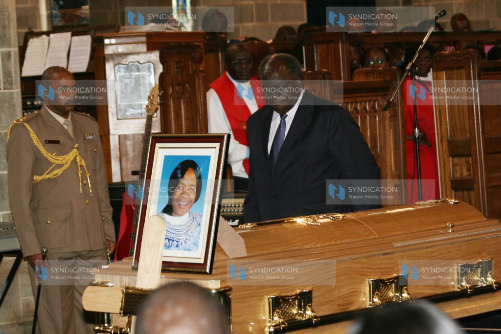 President Mwai Kibaki during the mass for the late Caren Waabukala