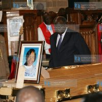 President Mwai Kibaki during the mass for the late Caren Waabukala