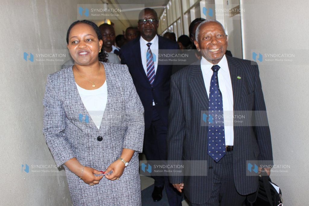 Cabinet Secretary for Devolution and Planning Anne Waiguru with Government of Lesotho Minister of Public Service Dr. Motloheloa Phooko