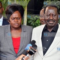 ODM Party leader Raila Odinga briefs media